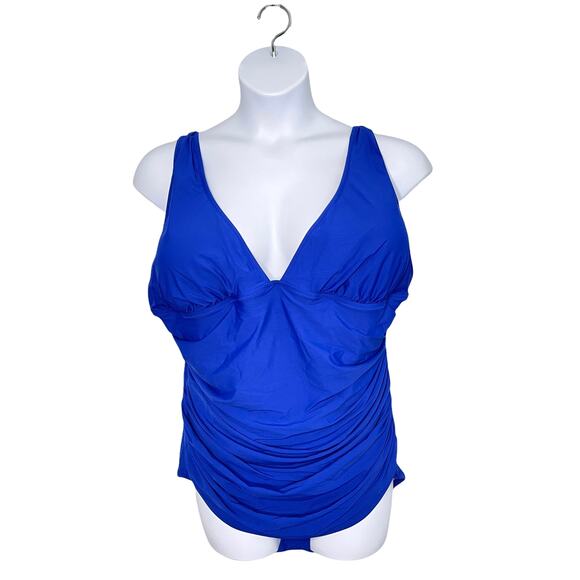 J.Crew Ruched Femme One Piece Swimsuit Regal Blue 24 NEW - Picture 2 of 13